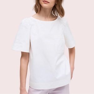 Kate Spade White Short Sleeve Twill Blouse Shirt. Perfect for Spring. Sz M.